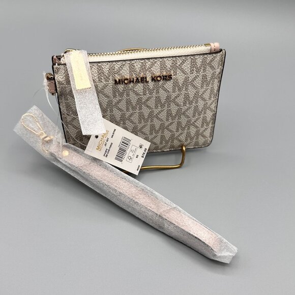 MIchael Kors Jet Set Vanilla Soft Pink Small Coin Purse Wristlet 32F1GJ6P1B NWT - Picture 1 of 16